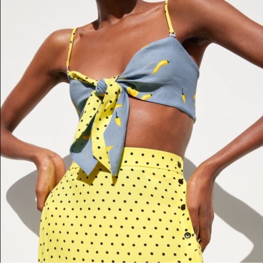 Zara 3 pieces polka dot pepper reversible top,skirt & skort set